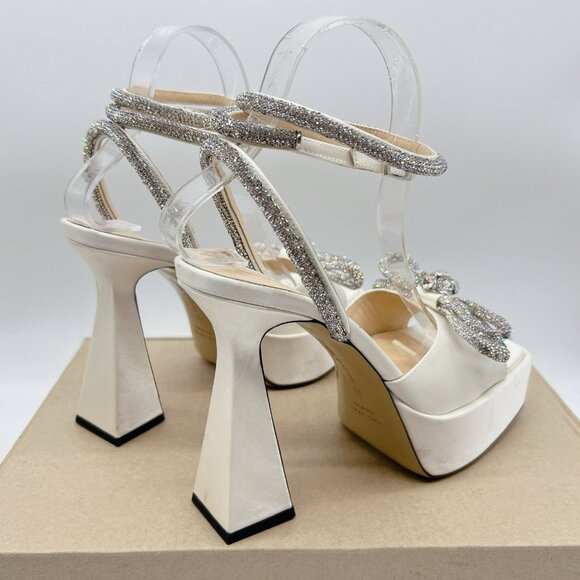 Mach & Mach Wedding Platform Double Bow 140 Silk Ankle-Strap Sandals EU 39 US 9 - Picture 8 of 13